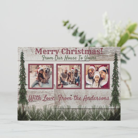 Rustic Kaart voor kerstfoto's (Staand voorkant)