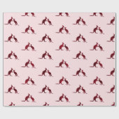 Rustic Kangaroo Australian Pink Pattern Holiday Cadeaupapier (Vlak)