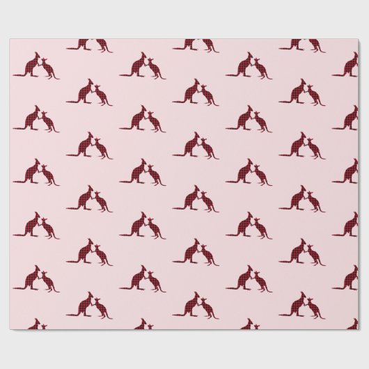 Rustic Kangaroo Australian Pink Pattern Holiday Cadeaupapier (Vlak)