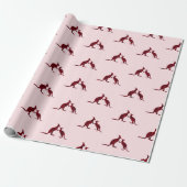 Rustic Kangaroo Australian Pink Pattern Holiday Cadeaupapier (Uitgerold)
