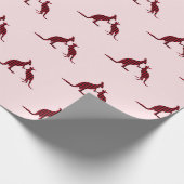 Rustic Kangaroo Australian Pink Pattern Holiday Cadeaupapier (Hoek)