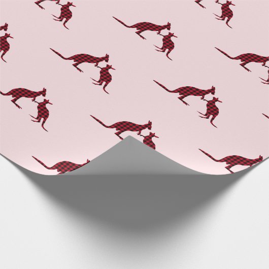 Rustic Kangaroo Australian Pink Pattern Holiday Cadeaupapier (Hoek)