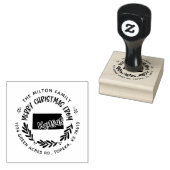 rustic kansas merry kerst return address rubberstempel (Gestempeld)