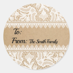 Rustic Kant Eigen Naar/Vanaf Cadeau Label Stickers