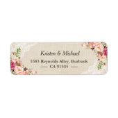 Rustic Kant Kant Roze Bloemen Etiket (Voorkant)