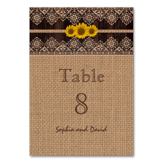 Rustic Kant Touw Houten Trouwtafel Nummer Kaart (Voorkant)