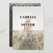 Rustic Kanten Gipsbloem Lichtjes in Hoge Pot Trouw Kaart (Voorkant / Achterkant)