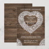 Rustic kanten hart 13e trouwdag kaart (Voorkant / Achterkant)