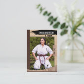 Rustic Karate Brown Belt Wood Trading Kaart Visitekaartje (Staand voorkant)