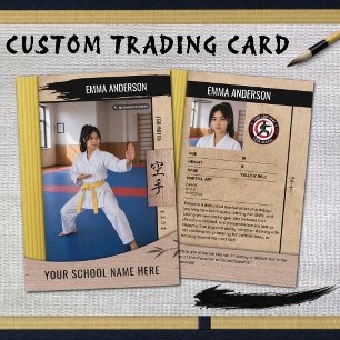 Rustic Karate Gele Band Houten Ruilkaart Contactkaartje