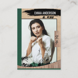 Rustic Karate Green Belt Wood Trading Kaart Visitekaartje