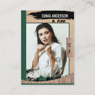 Rustic Karate Green Belt Wood Trading Kaart Visitekaartje