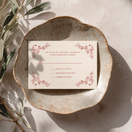 Rustic karmozijnrood vintage bloem bruiloft RSVP k Kaartje