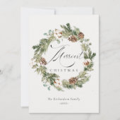 Rustic katoenen denneappel feestelijk kerstkrans  feestdagenkaart (Voorkant)