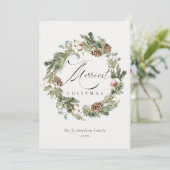 Rustic katoenen dennenappel Kerstkrans Allerkerstf Feestdagenkaart (Staand voorkant)