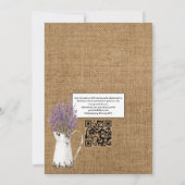 Rustic katoenen lavendel landelijk QR-code bruilof Kaart (Achterkant)