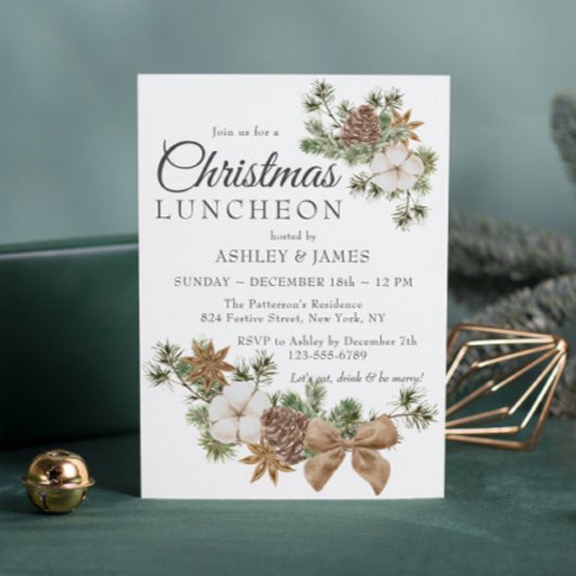Rustic Katten Kerst Luncheon Feest Kaart