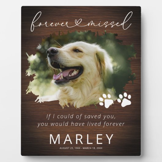 Rustic Keepslag Pet Memorial Foto Fotoplaat (Voorkant)