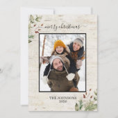 Rustic Kerst Neutral Natural Birch Foto Feestdagenkaart (Voorkant)