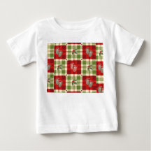 Rustic Kerst Plaid Baby T-shirt – Festive Rood