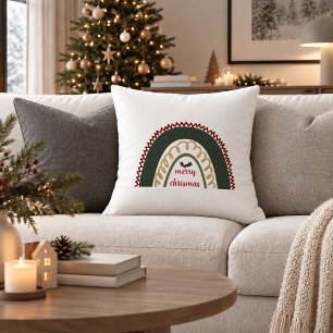 Rustic Kerst Regenboog Rood Groen Boho Worp Kussen