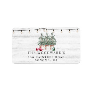 Rustic Kerstbomen Houten Slingerlichten Adres Etiket
