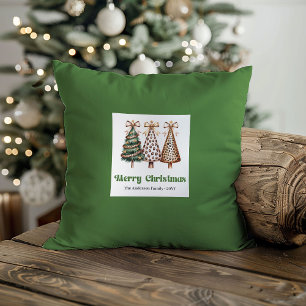 Rustic Kerstbomen Minimalistische Naam Aangepast  Kussen