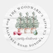 Rustic Kerstbomen Retouradres Sticker (Voorkant)