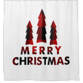 Rustic Kerstbomen Rood Buffalo Geruit Douchegordijn (Voorkant)