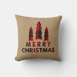 Rustic Kerstbomen Rood Buffalo Geruit Kussen
