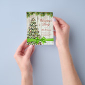 Rustic Kerstboom Uitnodigingsprogramma Menu Groen (Hand)
