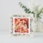 Rustic kerstfeestdag met Greenery Berries Feestdagenkaart (Staand voorkant)