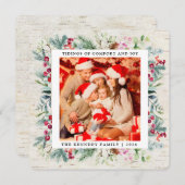 Rustic kerstfeestdag met Greenery Berries Feestdagenkaart (Voorkant / Achterkant)