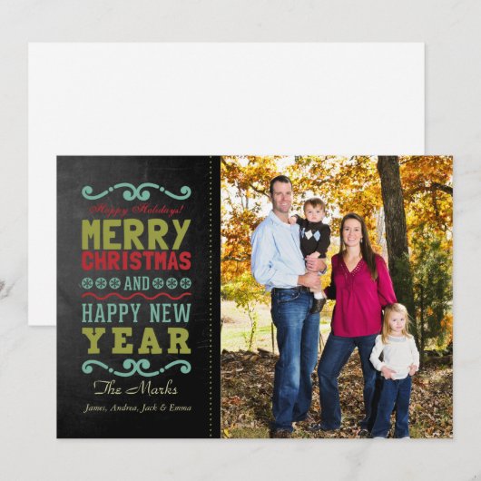  Rustic-kerstfotokaart Feestdagenkaart (Voorkant / Achterkant)