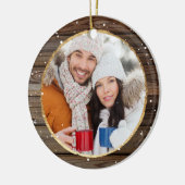 Rustic kerstfotoversieringen | Goudhout Keramisch Ornament (Links)