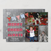 Rustic kerstgebundelde fotokaarten feestdagenkaart (Voorkant / Achterkant)