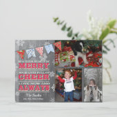 Rustic kerstgebundelde fotokaarten feestdagenkaart (Staand voorkant)