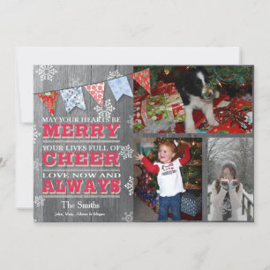 Rustic kerstgebundelde fotokaarten feestdagenkaart