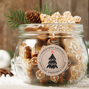 Rustic KerstGoodies Heart, gepersonaliseerd Ronde Sticker