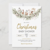 Rustic Kerstmis Baby Shower Kaart (Voorkant)