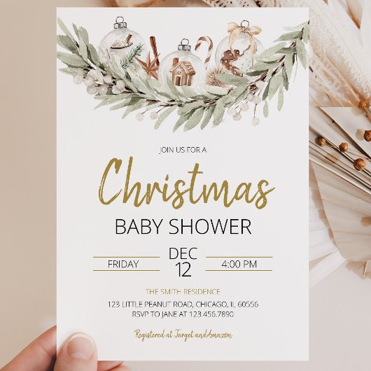 Rustic Kerstmis Baby Shower Kaart