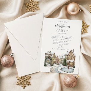 Rustic Kerstmis Dorpsfeest Kaart
