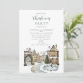 Rustic Kerstmis Dorpsfeest Kaart (Staand voorkant)