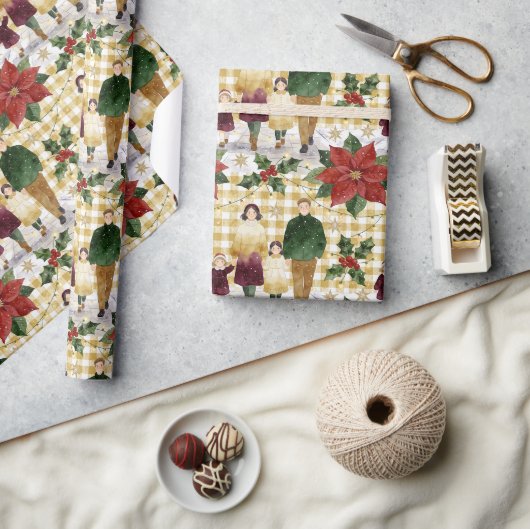 Rustic Kerstmis Familiepatroon TMF26 Cadeaupapier (Crafts)