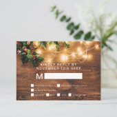 Rustic Kerstmis landelijke maretak RSVP bruiloft Kaartje (Staand voorkant)