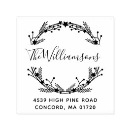 Rustic kerstmis met aangepaste naam retouradres  zelfinktende stempel