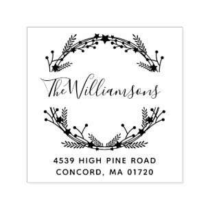 Rustic kerstmis met aangepaste naam retouradres  zelfinktende stempel