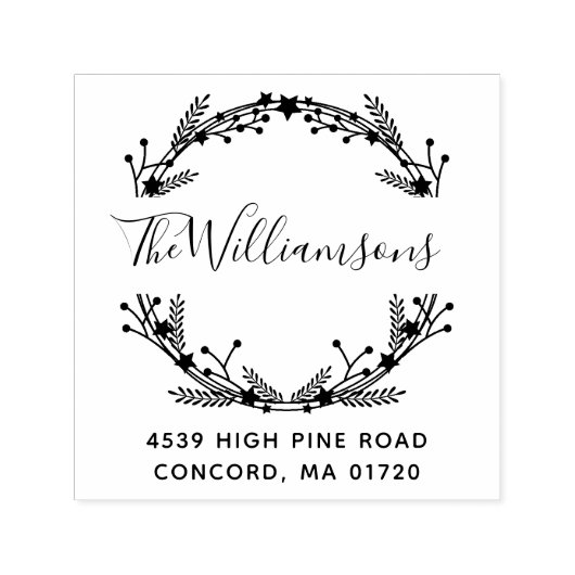 Rustic kerstmis met aangepaste naam retouradres  zelfinktende stempel (Design)