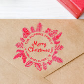 Rustic kerstmis met familienaam Return Address Rubberstempel