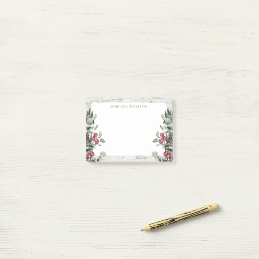 Rustic kerstmis Mistletoe Name Sjabloon Post-it® Notes (Op bureau)